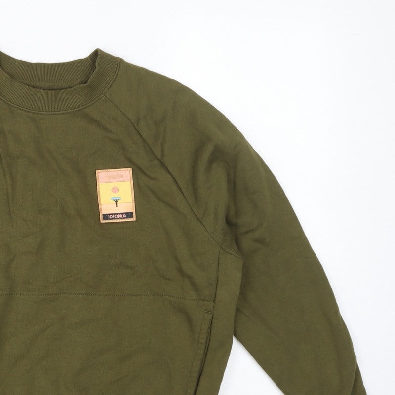Additional view of Idioma Women Green XS Organic Cotton Pullover Sweatshirt Pocket Logo
