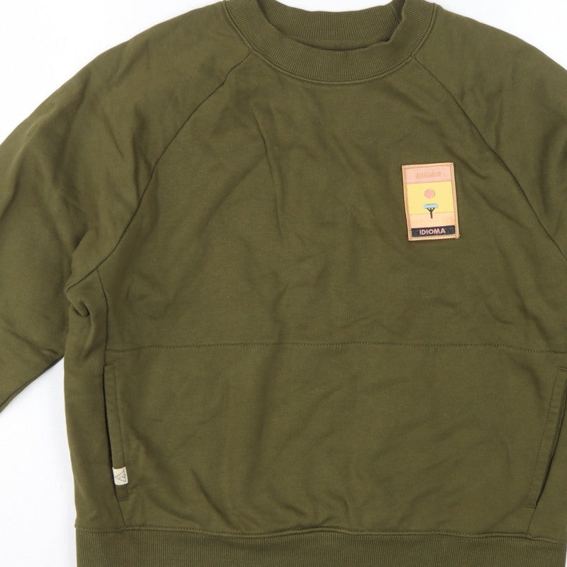 Additional view of Idioma Women Green XS Organic Cotton Pullover Sweatshirt Pocket Logo