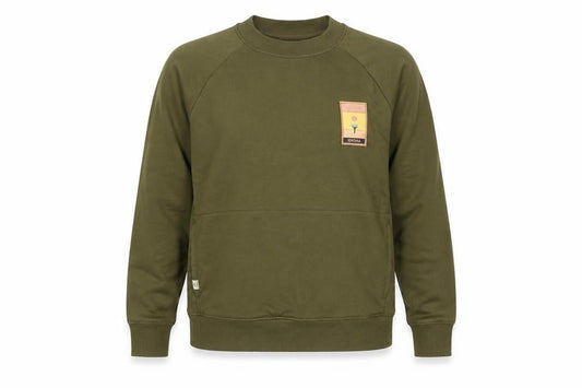Front view of Idioma Women Green XS Organic Cotton Pullover Sweatshirt Pocket Logo
