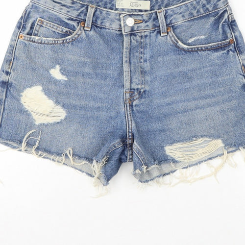 Topshop Moto Ashley Women’s Blue UK 10 Mom Distressed Denim Shorts
