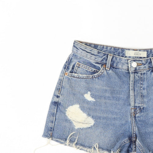Topshop Moto Ashley Women’s Blue UK 10 Mom Distressed Denim Shorts