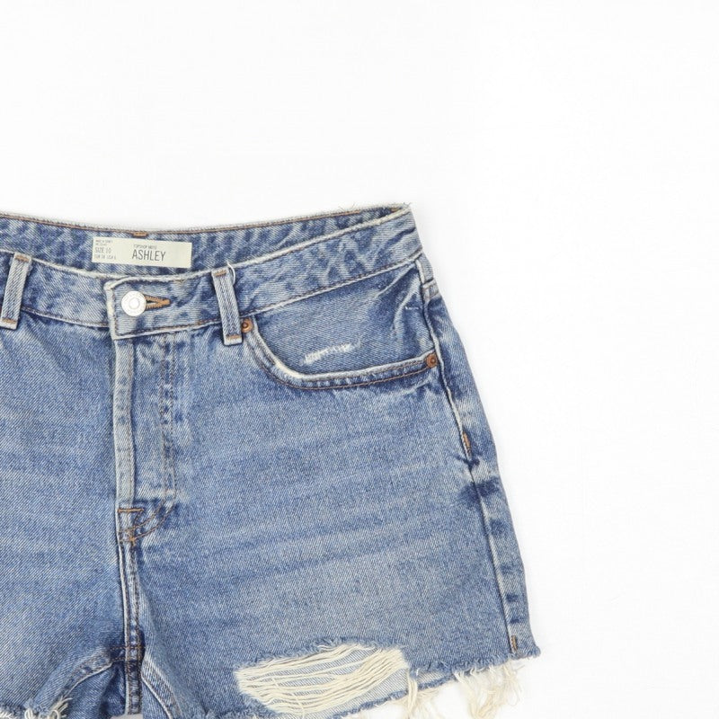 Topshop Moto Ashley Women’s Blue UK 10 Mom Distressed Denim Shorts