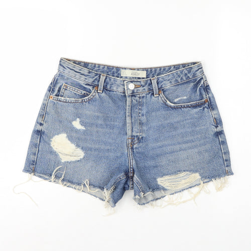 Topshop Moto Ashley Women’s Blue UK 10 Mom Distressed Denim Shorts