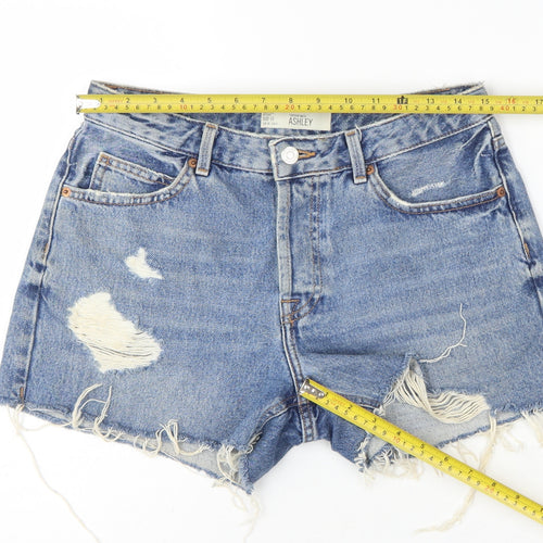 Topshop Moto Ashley Women’s Blue UK 10 Mom Distressed Denim Shorts