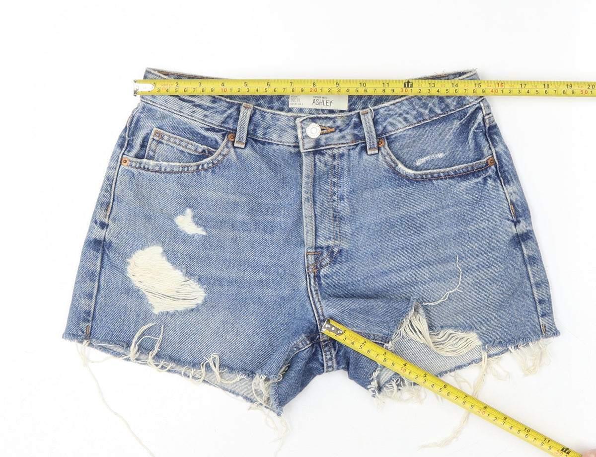Topshop Moto Ashley Women’s Blue UK 10 Mom Distressed Denim Shorts