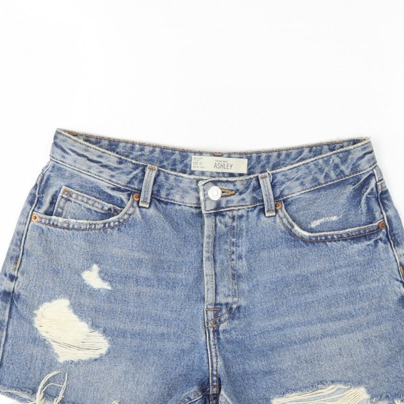Topshop Moto Ashley Women’s Blue UK 10 Mom Distressed Denim Shorts