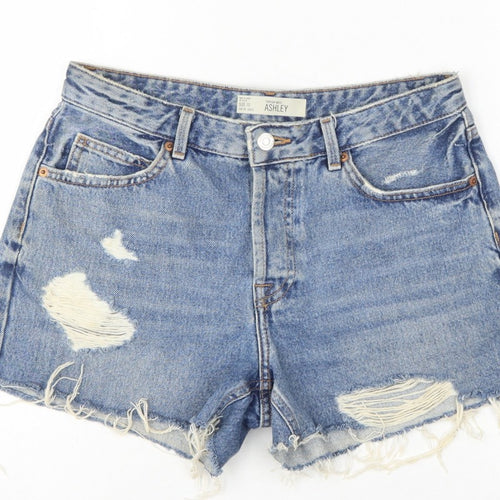 Topshop Moto Ashley Women’s Blue UK 10 Mom Distressed Denim Shorts