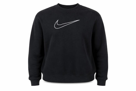Front view of Nike Women’s Black S Dri-FIT Logo Pullover Crew Neck Sweatshirt