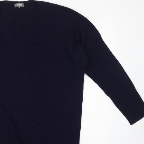 Jaeger Men's Blue M Wool Cashmere V-Neck Pullover Jumper