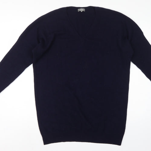 Jaeger Men's Blue M Wool Cashmere V-Neck Pullover Jumper