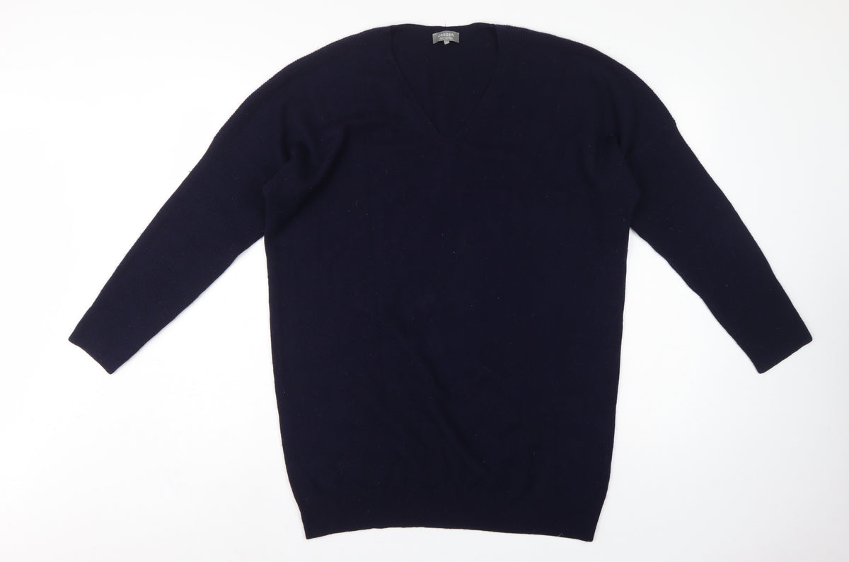Jaeger Men's Blue M Wool Cashmere V-Neck Pullover Jumper
