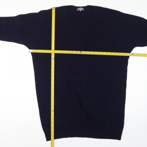 Jaeger Men's Blue M Wool Cashmere V-Neck Pullover Jumper