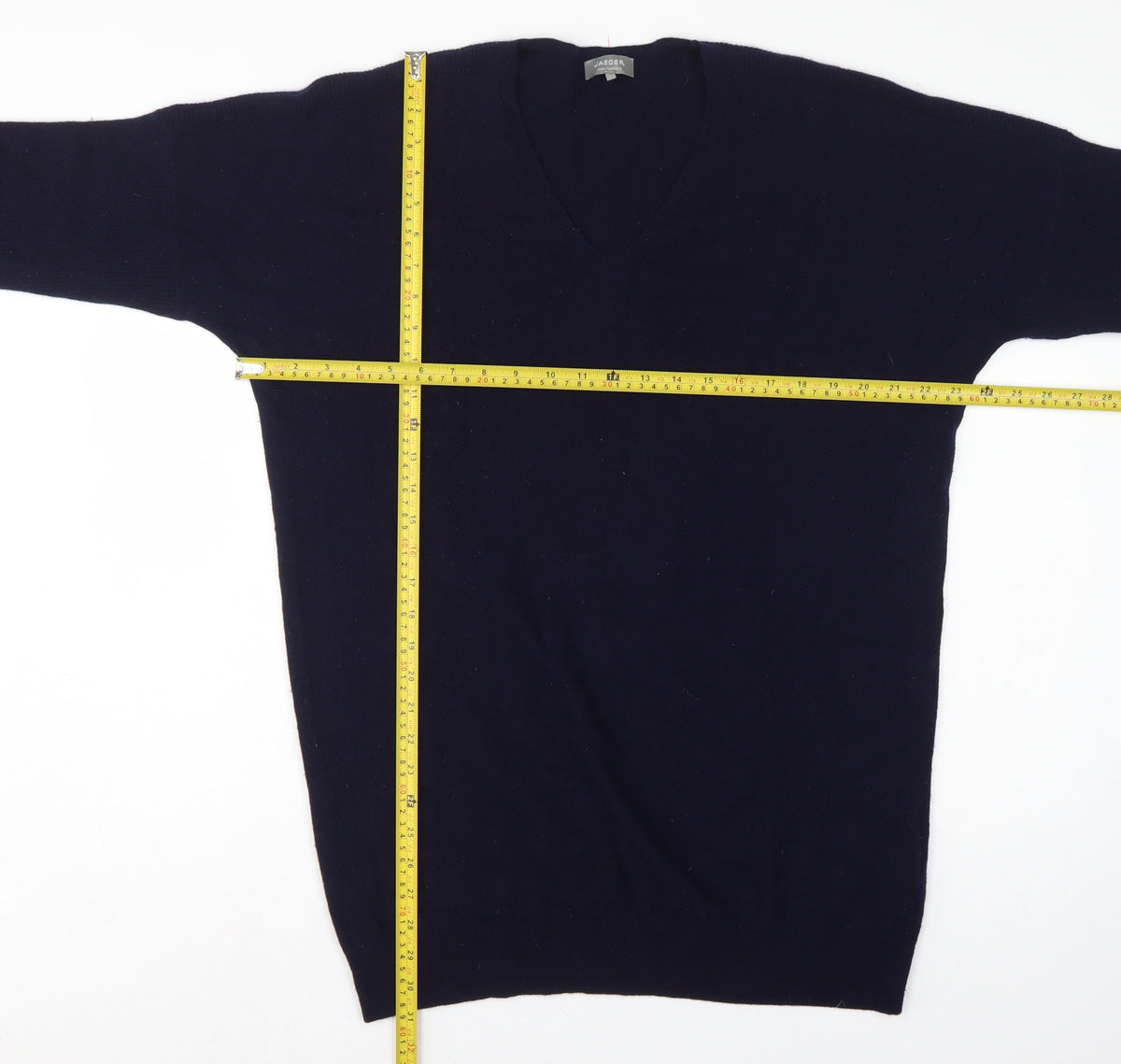 Jaeger Men's Blue M Wool Cashmere V-Neck Pullover Jumper