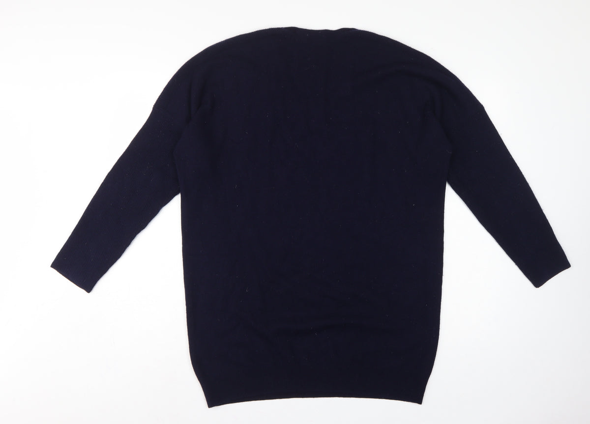 Jaeger Men's Blue M Wool Cashmere V-Neck Pullover Jumper