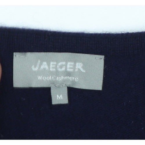 Jaeger Men's Blue M Wool Cashmere V-Neck Pullover Jumper
