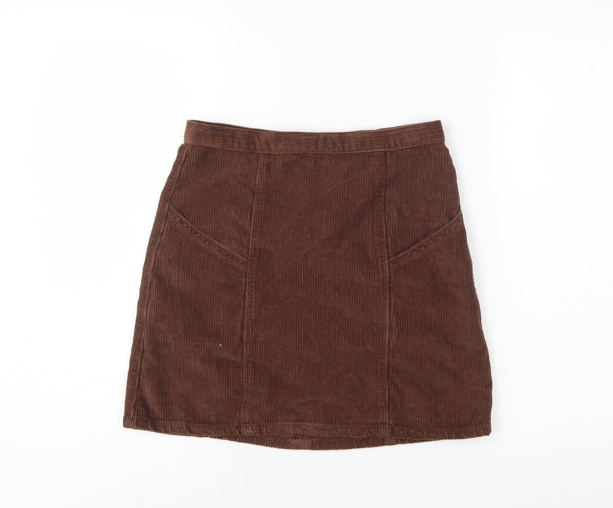 ASOS Design Women Brown UK 10 Corduroy Mini Pencil Skirt Pockets