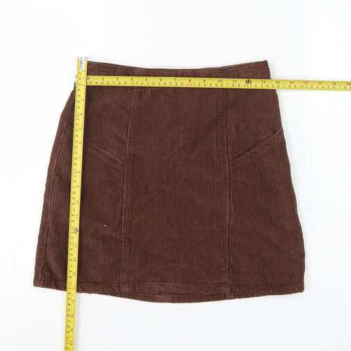 ASOS Design Women Brown UK 10 Corduroy Mini Pencil Skirt Pockets