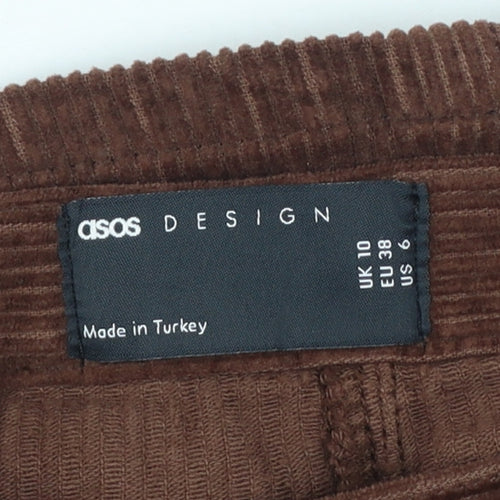 ASOS Design Women Brown UK 10 Corduroy Mini Pencil Skirt Pockets