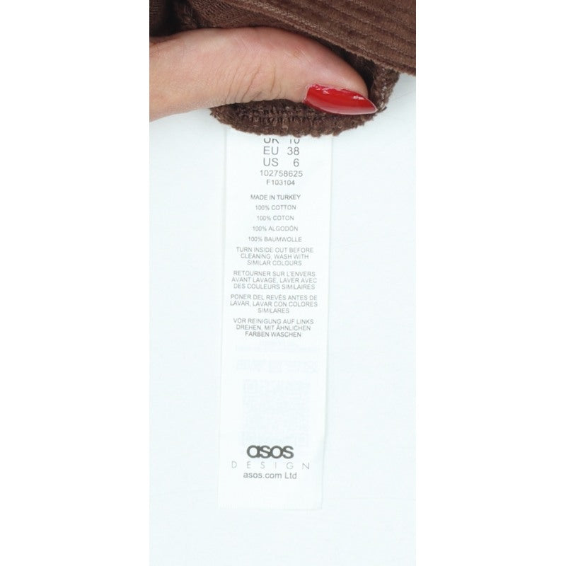 ASOS Design Women Brown UK 10 Corduroy Mini Pencil Skirt Pockets