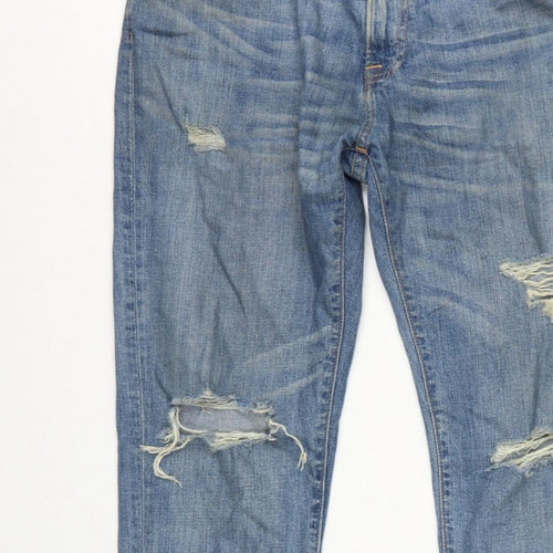 Abercrombie & Fitch Men Blue W34 L32 Rustin Athletic Slim Distressed Jeans