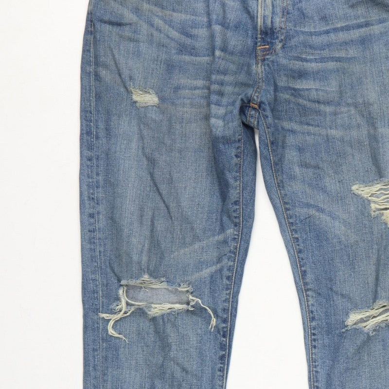 Abercrombie & Fitch Men Blue W34 L32 Rustin Athletic Slim Distressed Jeans