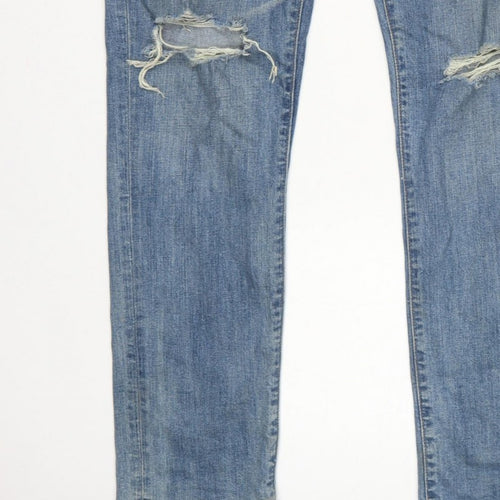 Abercrombie & Fitch Men Blue W34 L32 Rustin Athletic Slim Distressed Jeans