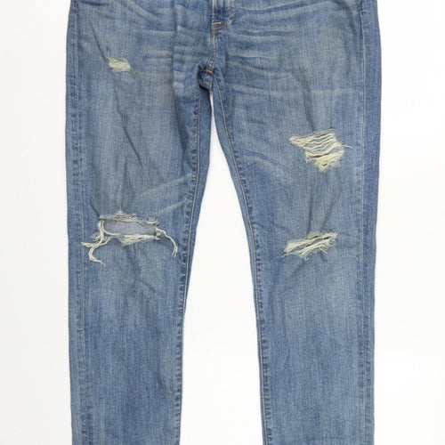 Abercrombie & Fitch Men Blue W34 L32 Rustin Athletic Slim Distressed Jeans