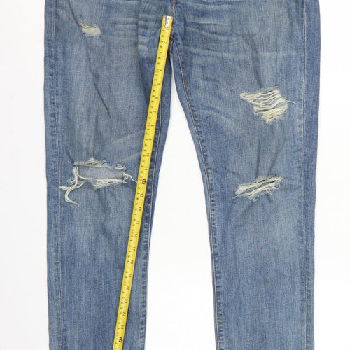 Abercrombie & Fitch Men Blue W34 L32 Rustin Athletic Slim Distressed Jeans