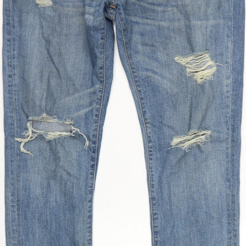 Abercrombie & Fitch Men Blue W34 L32 Rustin Athletic Slim Distressed Jeans