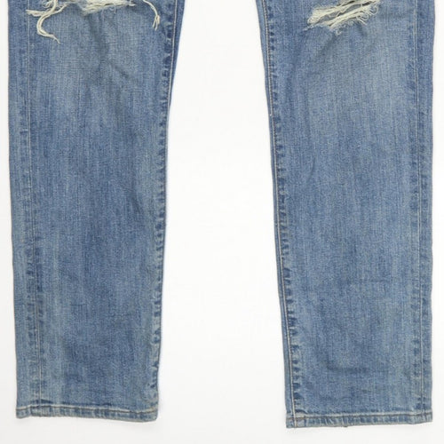 Abercrombie & Fitch Men Blue W34 L32 Rustin Athletic Slim Distressed Jeans