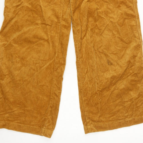 Uniqlo Women Brown UK 8 Wide-Leg Corduroy High Rise Trousers