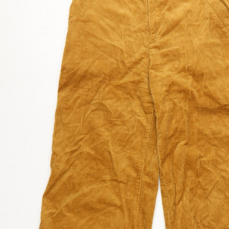Uniqlo Women Brown UK 8 Wide-Leg Corduroy High Rise Trousers