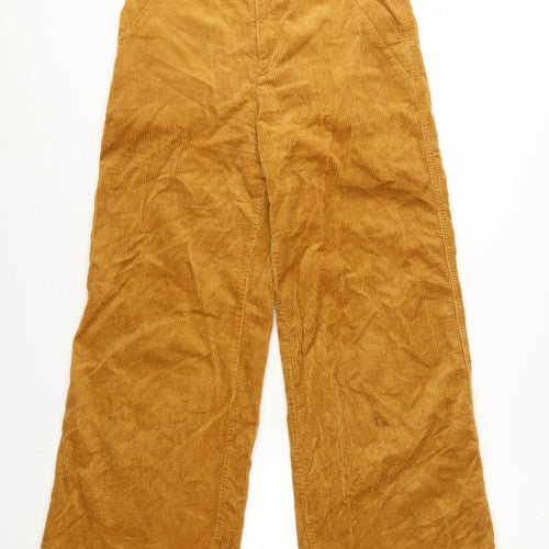 Uniqlo Women Brown UK 8 Wide-Leg Corduroy High Rise Trousers