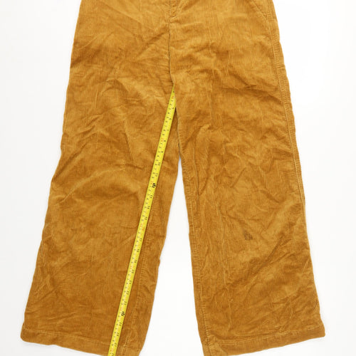 Uniqlo Women Brown UK 8 Wide-Leg Corduroy High Rise Trousers