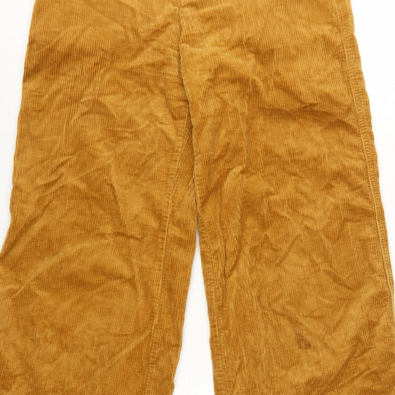 Uniqlo Women Brown UK 8 Wide-Leg Corduroy High Rise Trousers