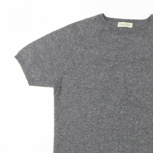 Joie de Vivre Women's Grey M Cashmere Wool Short Sleeve Jumper Knit