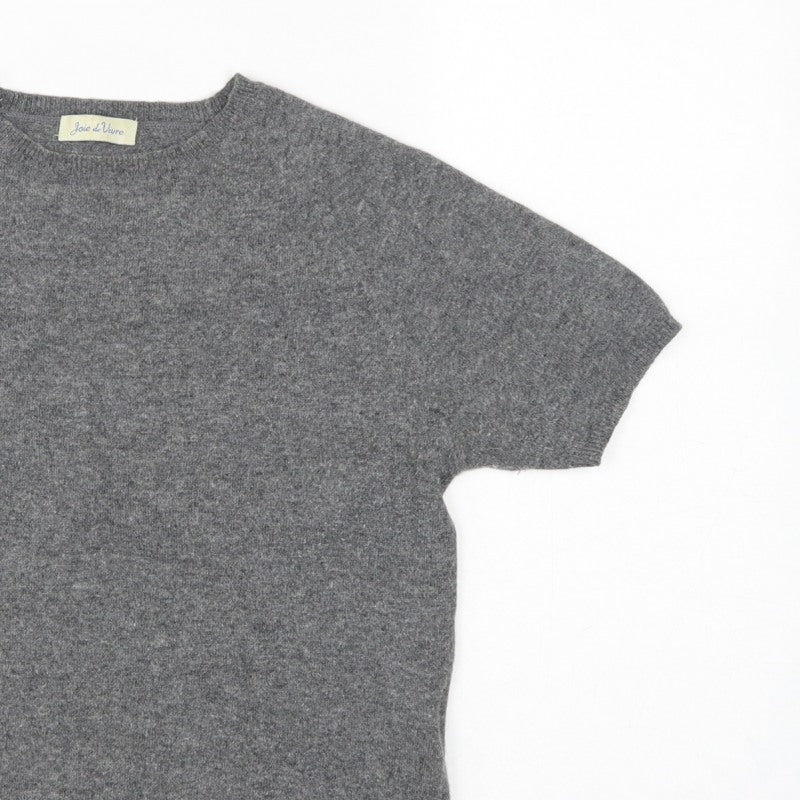 Joie de Vivre Women's Grey M Cashmere Wool Short Sleeve Jumper Knit