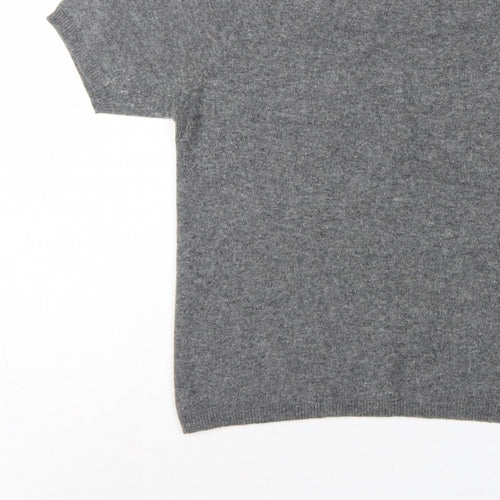 Joie de Vivre Women's Grey M Cashmere Wool Short Sleeve Jumper Knit
