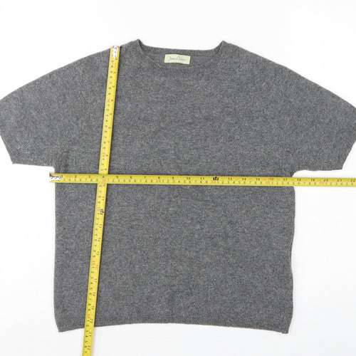 Joie de Vivre Women's Grey M Cashmere Wool Short Sleeve Jumper Knit