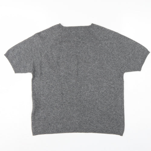 Joie de Vivre Women's Grey M Cashmere Wool Short Sleeve Jumper Knit