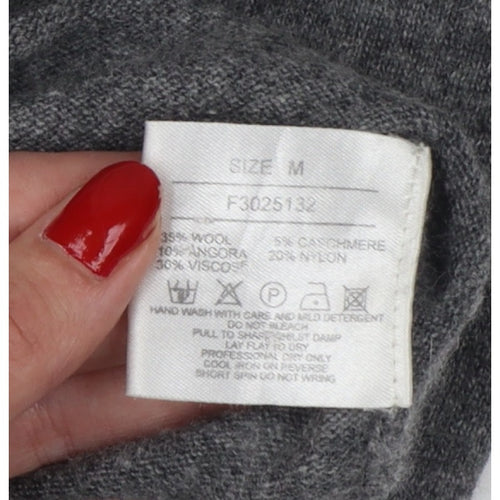 Joie de Vivre Women's Grey M Cashmere Wool Short Sleeve Jumper Knit
