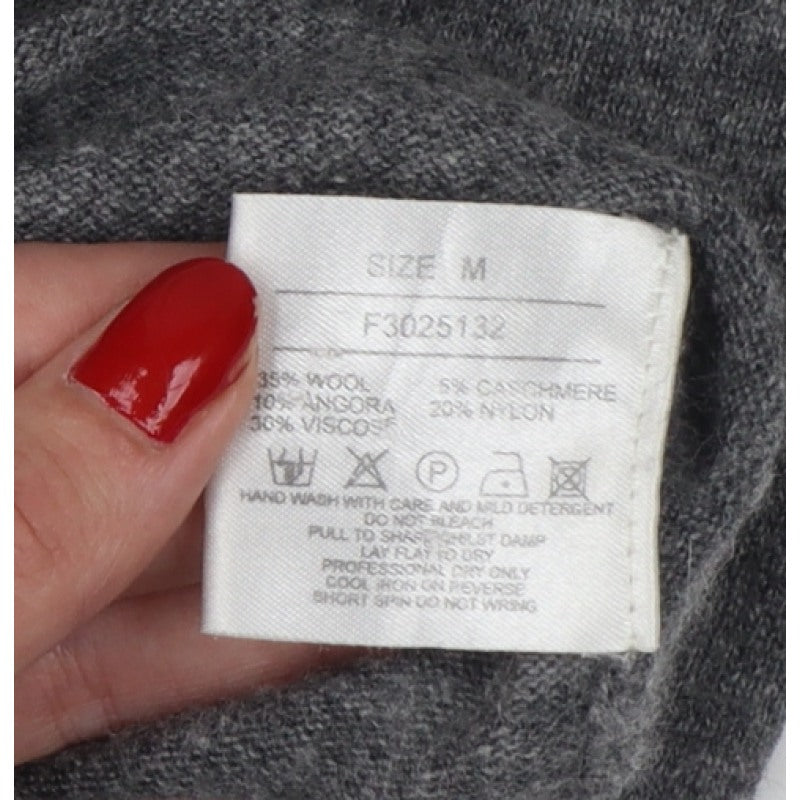 Joie de Vivre Women's Grey M Cashmere Wool Short Sleeve Jumper Knit
