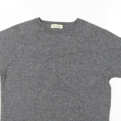 Joie de Vivre Women's Grey M Cashmere Wool Short Sleeve Jumper Knit