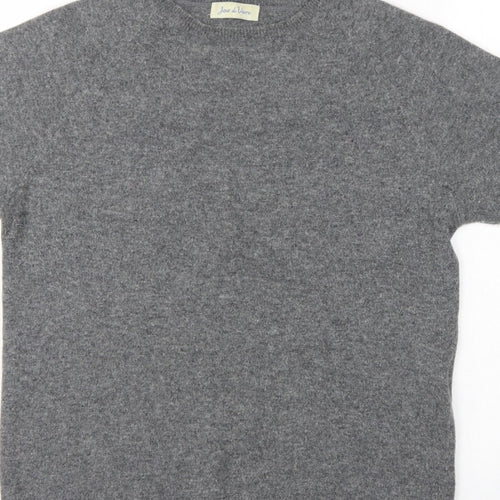 Joie de Vivre Women's Grey M Cashmere Wool Short Sleeve Jumper Knit