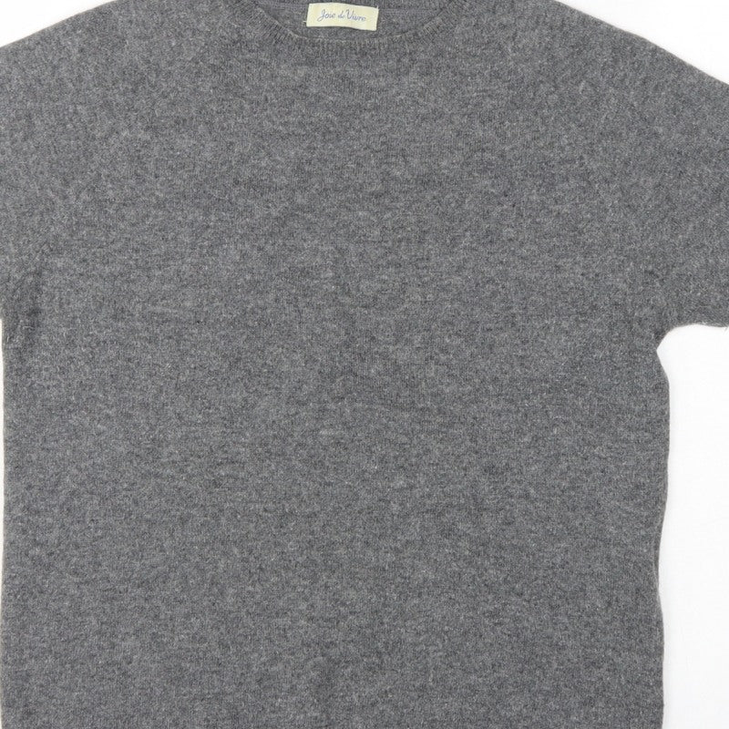 Joie de Vivre Women's Grey M Cashmere Wool Short Sleeve Jumper Knit