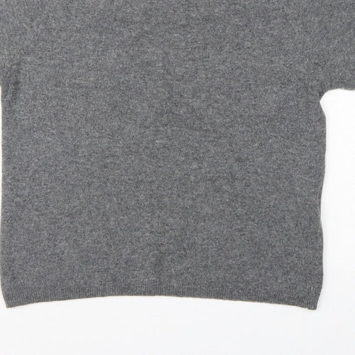 Joie de Vivre Women's Grey M Cashmere Wool Short Sleeve Jumper Knit