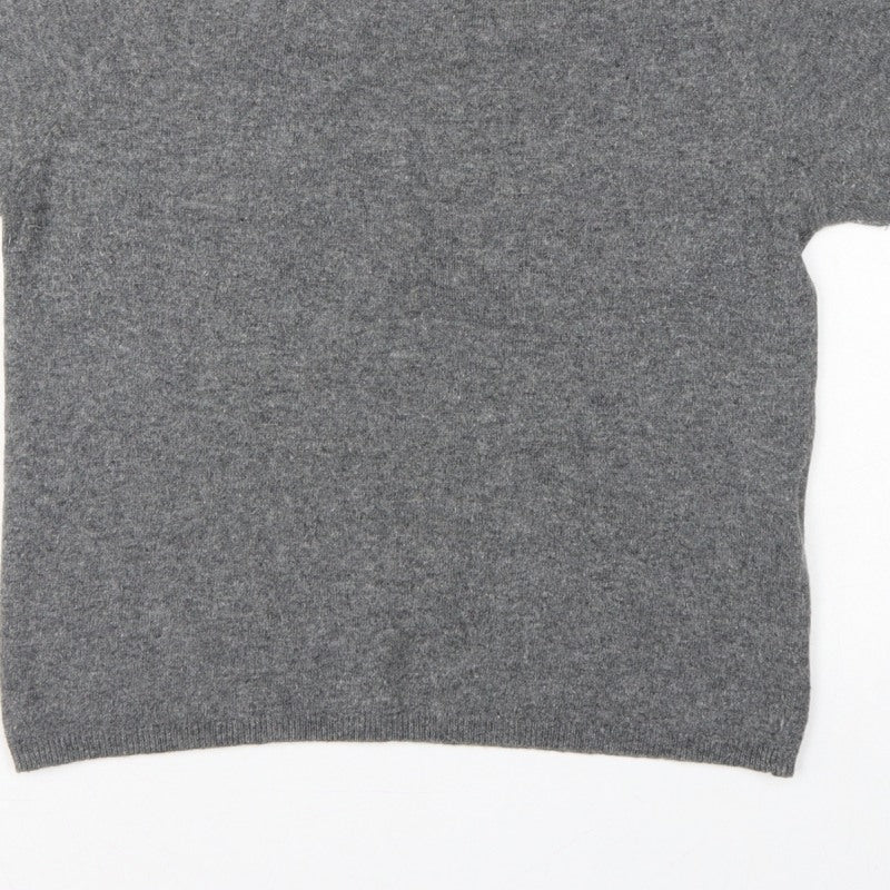 Joie de Vivre Women's Grey M Cashmere Wool Short Sleeve Jumper Knit