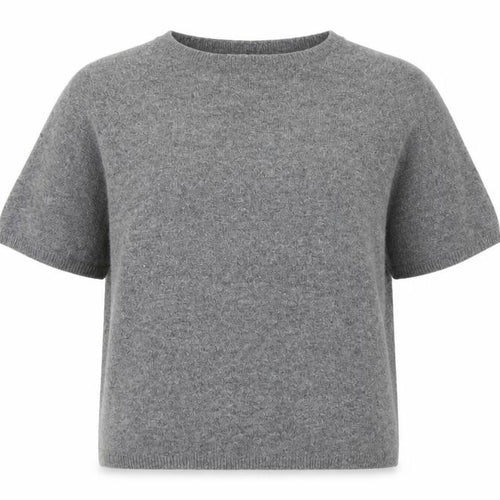 Joie de Vivre Women's Grey M Cashmere Wool Short Sleeve Jumper Knit