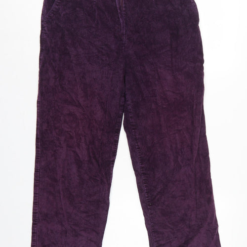 Country Collection Women Purple Corduroy Straight Trousers UK 14 28in