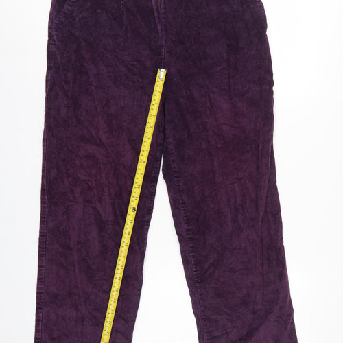 Country Collection Women Purple Corduroy Straight Trousers UK 14 28in